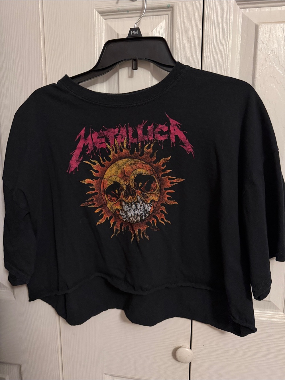 Metallica Kids' Black Graphic Crop Tee with Sun Skull
